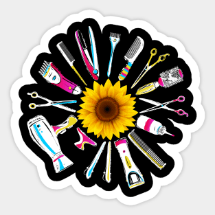 Hair Stylist Barber Tools Floral Sticker